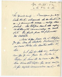 [Carta] 1952 diciembre 12, Santiago, Chile [a] Juan Mujica de la Fuente