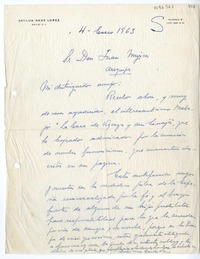 [Carta] 1963 denero 4, Madrid, España [a] Juan Mujica de la Fuente, Arequipa, Perú