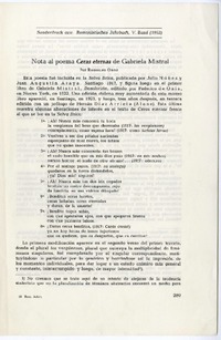 Nota al poema "Ceras eternas" de Gabriela Mistral  [manuscrito] Rodolfo Oroz Scheibe.