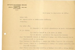 [Carta] 1968 septiembre 3, Santiago, Chile [a] Biblioteca Nacional de Chile  [manuscrito] Arturo Olavarría Bravo.