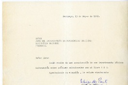 [Carta] 1968 mayo 15, Santiago, Chile [a] Biblioteca Nacional de Chile  [manuscrito] Elisa de Paut.