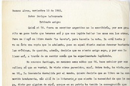[Carta] 1965 noviembre 10, Buenos Aires, Argentina [a] Enrique Lafourcade  [manuscrito] Federico Peltzer.