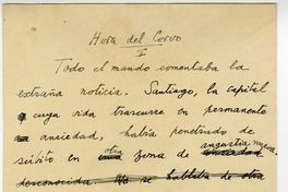 La hora del corvo I  [manuscrito] Joaquín Edwards Bello.