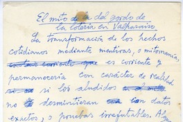 El mito del gordo de la lotería en Valparaíso  [manuscrito] Joaquín Edwards Bello.