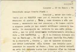[Carta] 1979 enero 22, Linares, Chile [a] Oreste Plath  [manuscrito] Emma Jauch.