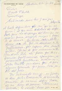 [Carta] 1979 marzo 23, Chillán, Chile [a] Oreste Plath  [manuscrito] Sergio Hernández.