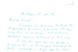 [Carta] 1986 febrero 17, Santiago, Chile [a] Oreste Plath  [manuscrito] Humberto Díaz Casanueva.
