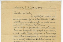 [carta] 1951 julio 8, Valparaíso, Chile [a] Berta  [manuscrito] Gonzalo Rojas.