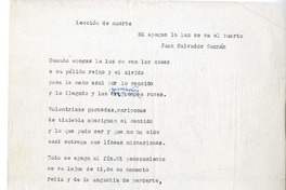 Lección de muerte  [manuscrito] Juan Guzmán Cruchaga.
