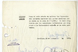 [Contrato] 1975 mayo 27, Santiago, Chile [a] Juan Guzmán Cruchaga  [manuscrito] Universidad Católica de Chile, Asuntos Jurídicos.