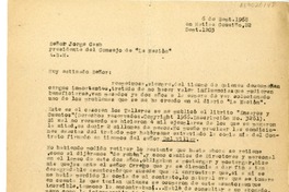 [Carta] 1968 septiembre 6, Santiago, Chile [a] Jorge Cash  [manuscrito] Magdalena Petit.
