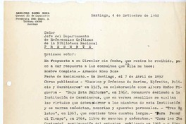 [Carta] 1968 septiembre 4, Santiago, Chile [a] Biblioteca Nacional de Chile  [manuscrito] Armando Romo Boza.
