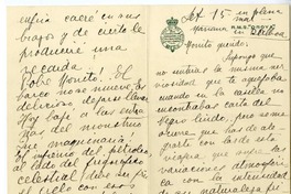 [Carta] 1926 septiembre 15, A bordo del "Oroya" en el mar Atlántico [a una amiga "Monito"]  [manuscrito] Elvira Santa Cruz Ossa (Roxane).