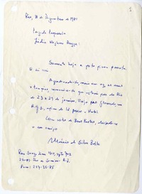 [Carta] 1981 diciembre 18, Río de Janeiro, Brasil [a] Lidia Neghme  [manuscrito] Mario da Silva Brito.