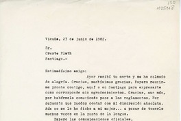 [Carta] 1982 junio 23, Vicuña, Chile [a] Oreste Plath  [manuscrito] Héctor Carreño Latorre.