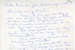 [Carta] 1986 marzo 26, San José, Costa Rica [a] Oreste Plath, Santiago, Chile  [manuscrito] Olga Arratia.