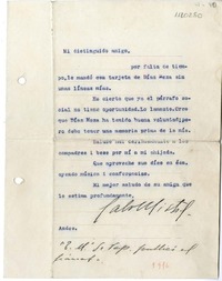 [Carta] 1916, Los Andes, Chile [a] [Isauro Santelices]  [manuscrito] Gabriela Mistral.