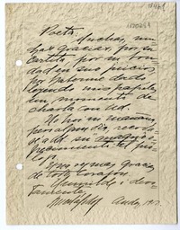 [Carta] 1917, Los Andes, Chile [a] [Isauro Santelices]  [manuscrito] Gabriela Mistral.