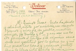 [Tarjeta] 1939 diciembre 2, Valparaíso, Chile [a] Oscar Castro  [manuscrito] Augusto D'Halmar.