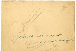Música del camino [prólogo] [manuscrito]/ Augusto D'Halmar.