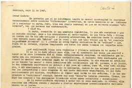 [Carta] 1947 mayo 11, Santiago, Chile [a] Oscar Castro  [manuscrito] Edmundo Concha.