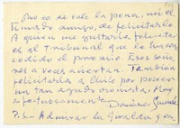 [Tarjeta] 1959 noviembre 18, Santiago, Chile [a] Juan Guzmán Cruchaga  [manuscrito] Domenec Guansé.