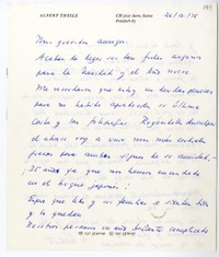 [Carta] 1975 diciembre 26, Suiza [a] Juan Guzmán Cruchaga  [manuscrito] Albert Theile.