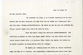 [Carta] 1979 enero 10, Santiago, Chile [a] Juan Guzmán Cruchaga  [manuscrito] Hernán del Solar.