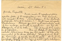 [Carta] 1980 julio 25, Concón, Chile [a] Raquel Tapia Caballero  [manuscrito] Rosa Cruchaga.