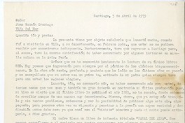 [Carta] 1979 abril 5, Santiago, Chile [a] Juan Guzmán Cruchaga  [manuscrito] Fernando Lastra Bernales.