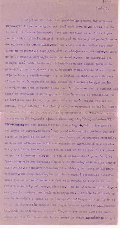 [Carta] [entre 1923 y 1928] junio 5, Santiago, Chile [a] Juan Guzmán Cruchaga  [manuscrito] Marta Brunet.