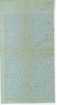 [Carta] [entre 1923 y 1928] agosto 8, Santiago, Chile [a] Juan Guzmán Cruchaga  [manuscrito] Marta Brunet.
