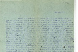 [Carta] [entre 1923 y 1928] agosto 8, Santiago, Chile [a] Juan Guzmán Cruchaga  [manuscrito] Marta Brunet.