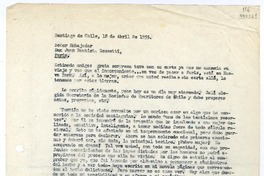 [Carta] 1955 abril 18, Santiago de Chile [a] Señor Embajador Don Juan Bautista Rossetti, Paris  [manuscrito] Matilde Guevara.