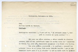 [Carta] 1956 septiembre, Valparaíso [a] Matilde Ladrón de Guevara, Santiago  [manuscrito] Osvaldo Gianini.