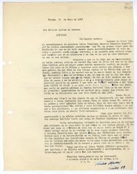 [Carta] 1957 mayo 22, Vicuña, Chile [a] Matilde Ladrón de Guevara, Santiago  [manuscrito] Pedro Moral.