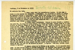 [Carta] 1957 diciembre 7, Santiago [a] Mi estimado Don Luis  [manuscrito] Matilde Ladrón de Guevara.