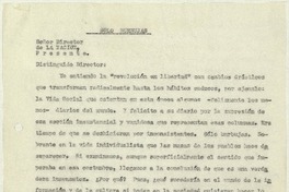 [Carta] [1967], Santiago, Chile [a] Director de La Nación  [manuscrito] Matilde Ladrón de Guevara.