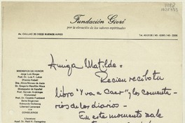 [Carta] 1986 junio 12, Buenos Aires, Argentina [a] Matilde Ladrón de Guevara  [manuscrito] Alfredo Givré.