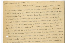 [Carta] 1953 junio 26, Antofagasta [a] Mario Ferrero  [manuscrito] Andrés Sabella.