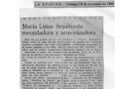 Maria Luisa Sepúlveda: recopiladora y armonizadra