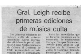 Gral. Leigh recibe primeras ediciones de música culta