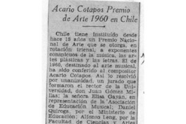 Acario Cotapos Premio de Arte 1960 en Chile