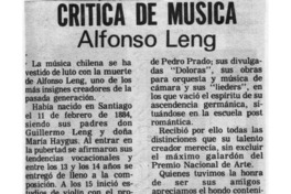 Crítica de Música Alfonso Leng