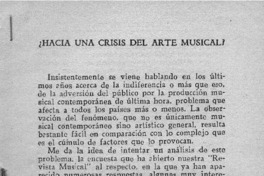¿Hacia una crisis del arte musical?