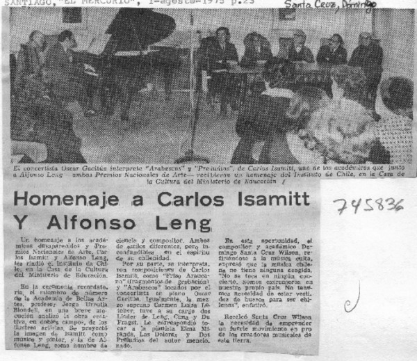 Homenaje a Carlos Isamitt y Alfonso Leng