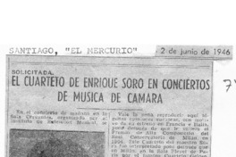 El cuarteto de Enrique soro en conciertos de Música de Cámara Solicitada