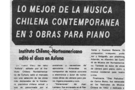 Lo mejor de la música Chilena contemporánea en 3 obras para Piano.