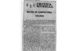 Crítica Musical Recital de compositores chilenos