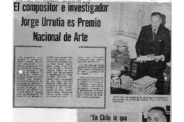 El compositor e Investigador Jorge Urrutia es Premio Nacional de Arte